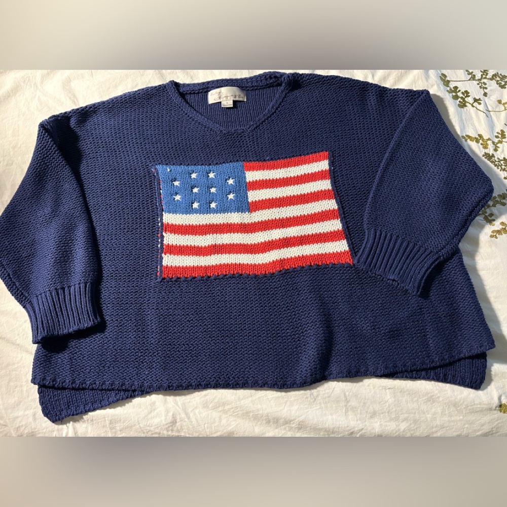 Vintage Havana American Flag Sweater, Worn Only Once.  RUNS BIG